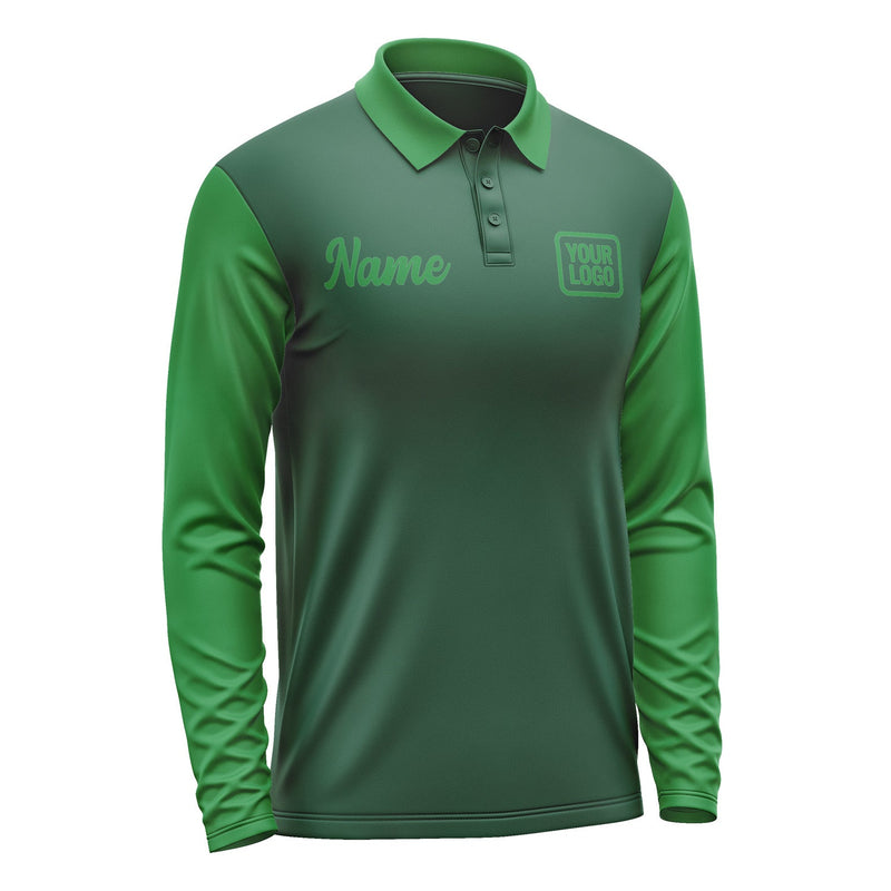 Custom Green Emerald Green Long Sleeve Polo Shirt Pl052424B124