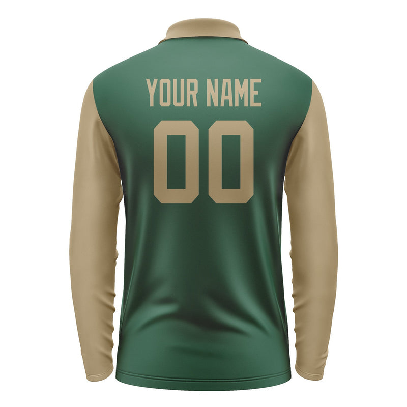 Custom Green Light Khaki Long Sleeve Polo Shirt Pl052525B125