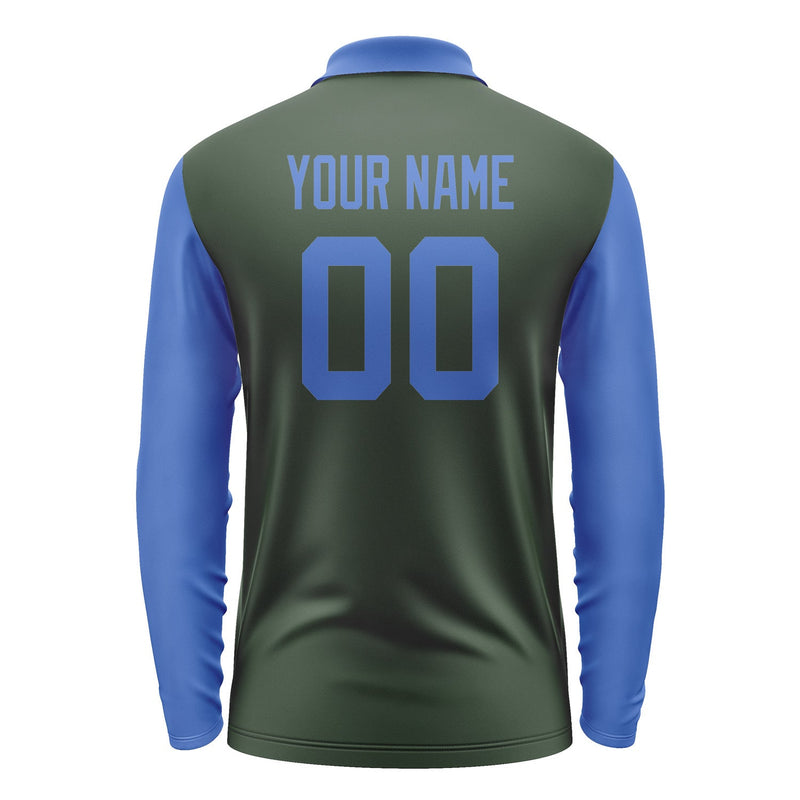 Custom Dark Green Sky Blue Long Sleeve Polo Shirt Pl060909B109