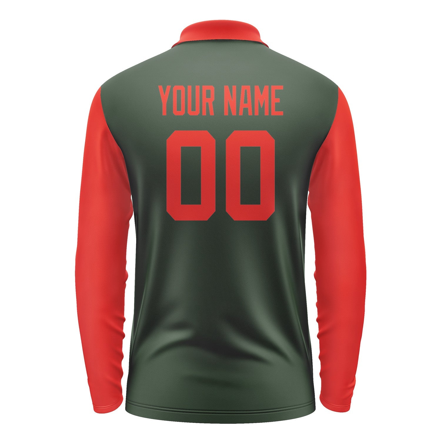 Custom Dark Green Orange Red Long Sleeve Polo Shirt Pl061212B112