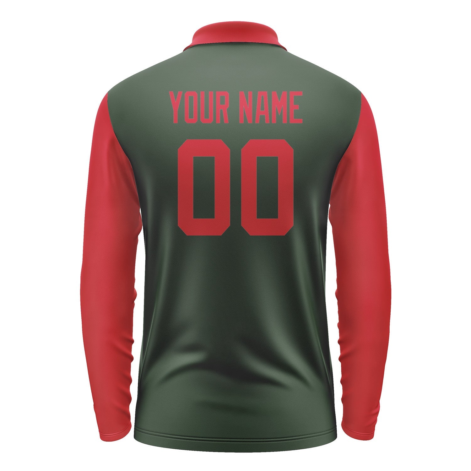 Custom Dark Green Red Long Sleeve Polo Shirt Pl061414B114