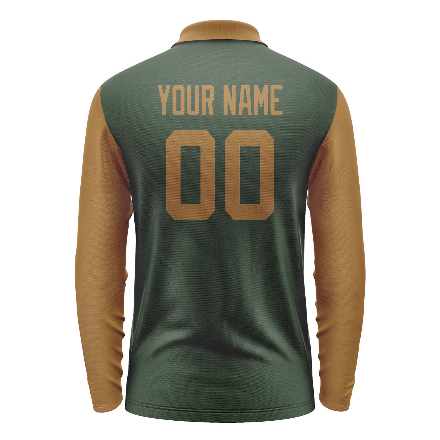 Custom Dark Green Khaki Long Sleeve Polo Shirt Pl062222B122
