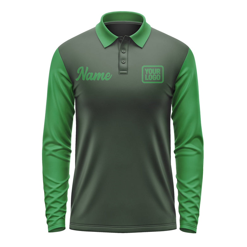 Custom Dark Green Emerald Green Long Sleeve Polo Shirt Pl062424B124