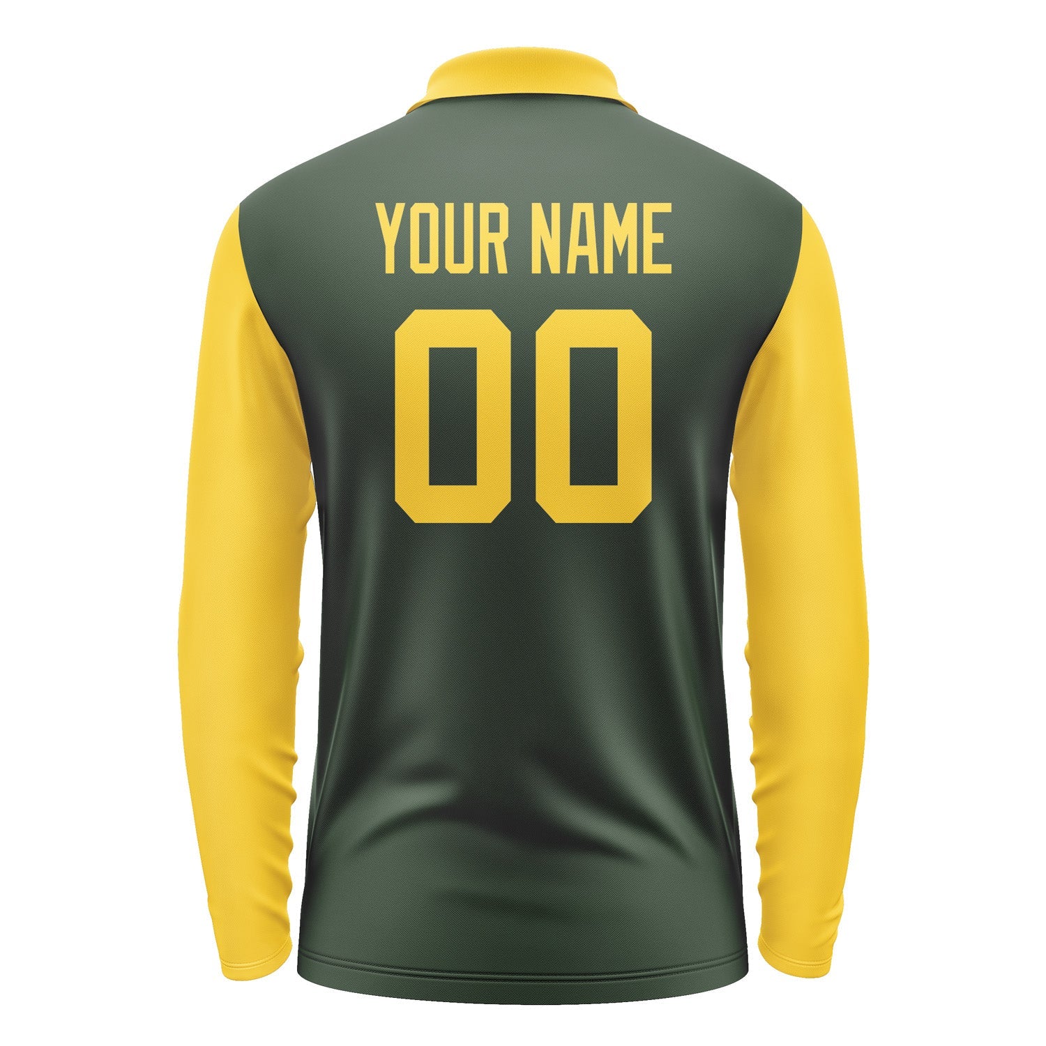 Custom Dark Green Gold Long Sleeve Polo Shirt Pl063030B130
