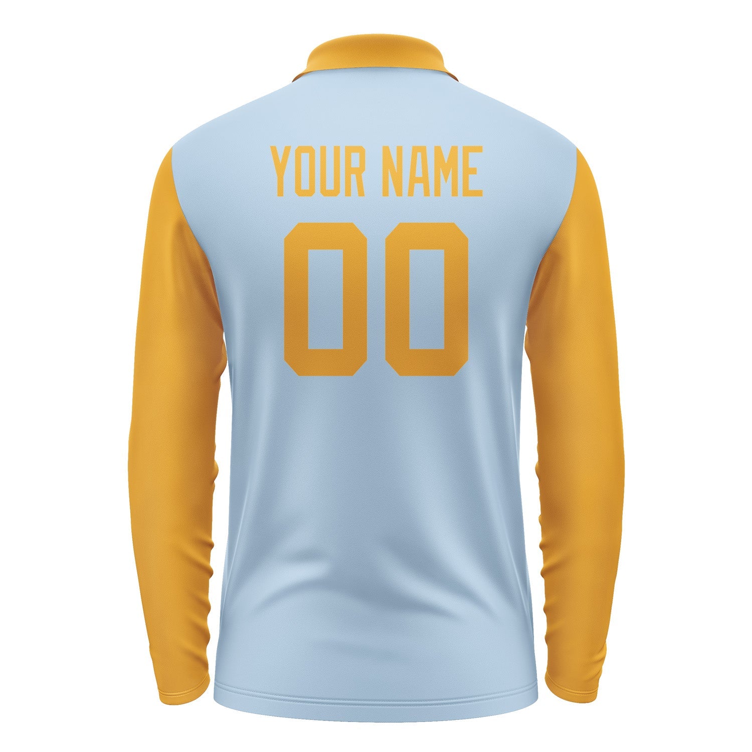 Custom Light Blue Yellow Long Sleeve Polo Shirt Pl081919B119