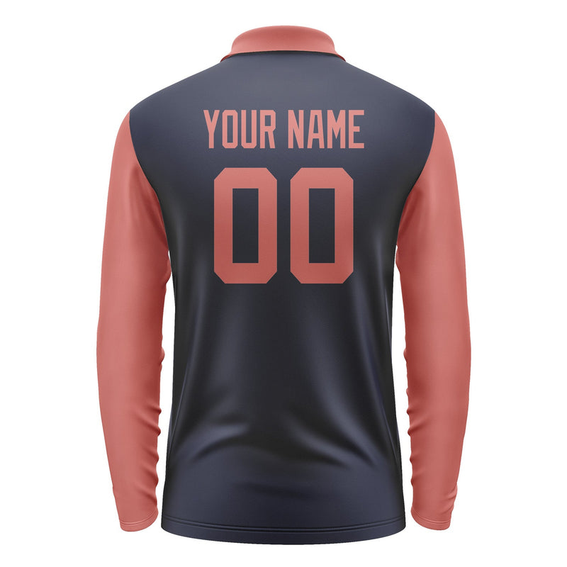 Custom Navy Copper Rose Long Sleeve Polo Shirt Pl112929B129