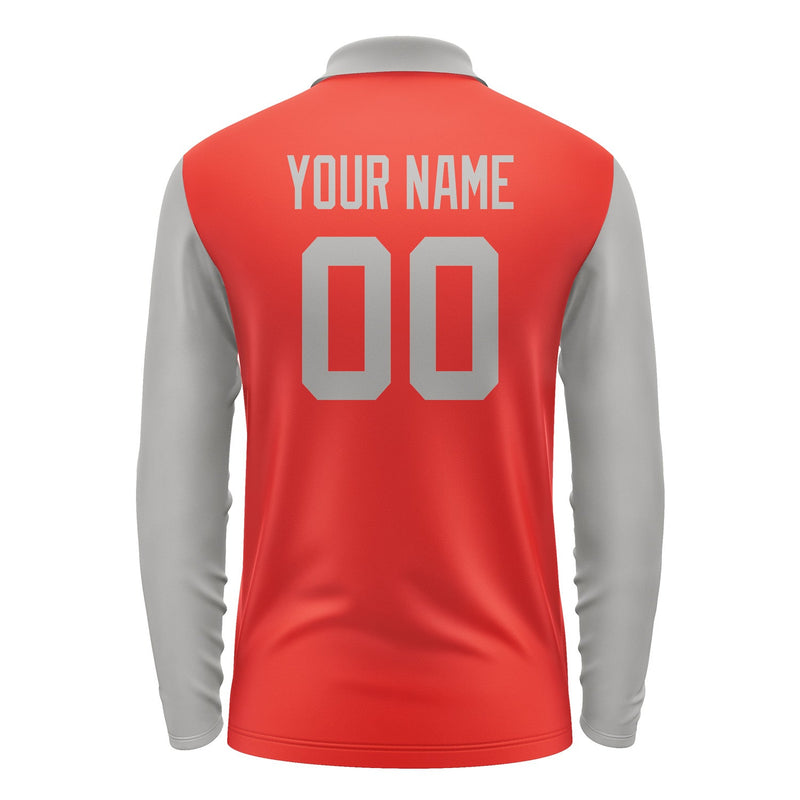 Custom Orange Red Gray Long Sleeve Polo Shirt Pl120404B104