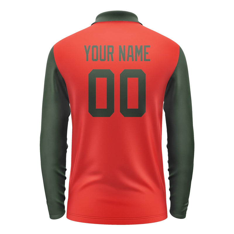 Custom Orange Red Dark Green Long Sleeve Polo Shirt Pl120606B106