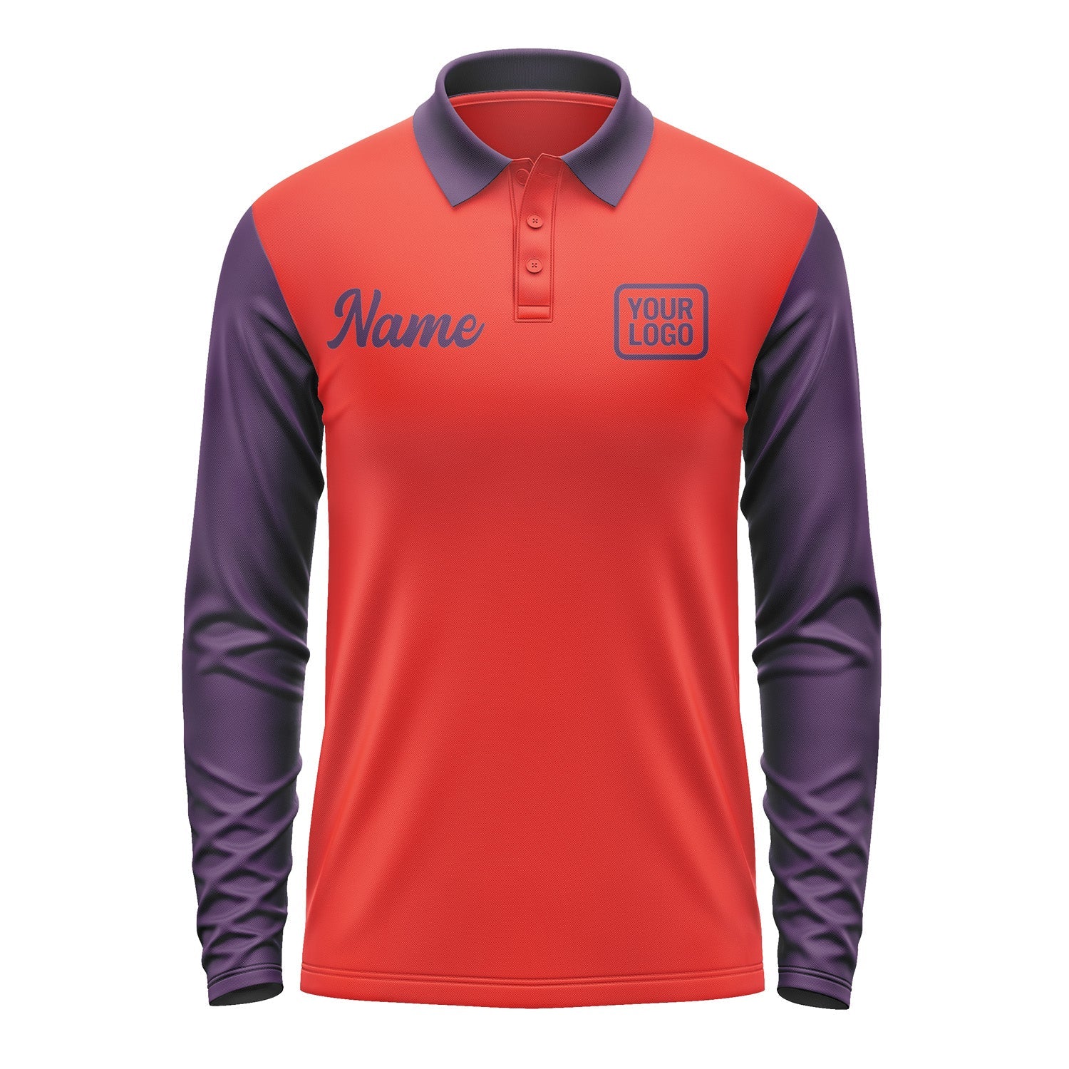 Custom Orange Red Purple Long Sleeve Polo Shirt Pl120707B107