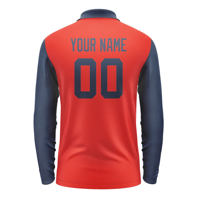 Custom Orange Red Blue Long Sleeve Polo Shirt Pl121010B110