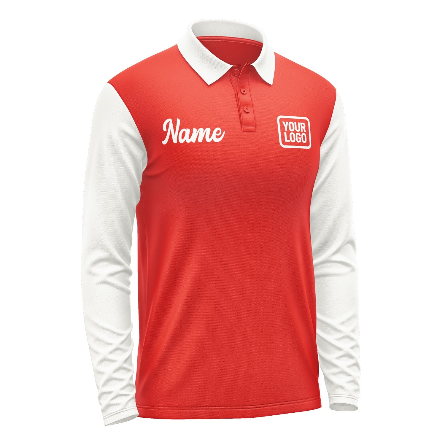 Custom Orange Red White Long Sleeve Polo Shirt Pl121818B118