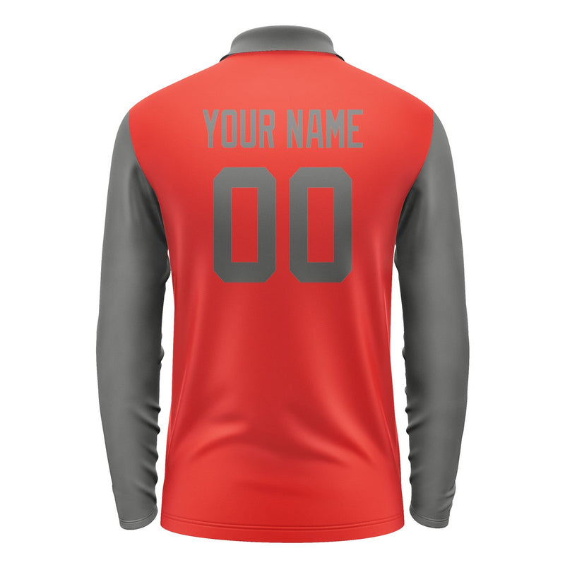 Custom Orange Red Dark Grey Long Sleeve Polo Shirt Pl122020B120