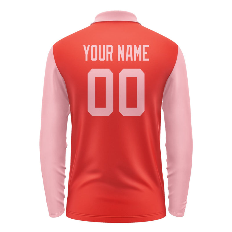 Custom Orange Red Light Pink Long Sleeve Polo Shirt Pl122121B121