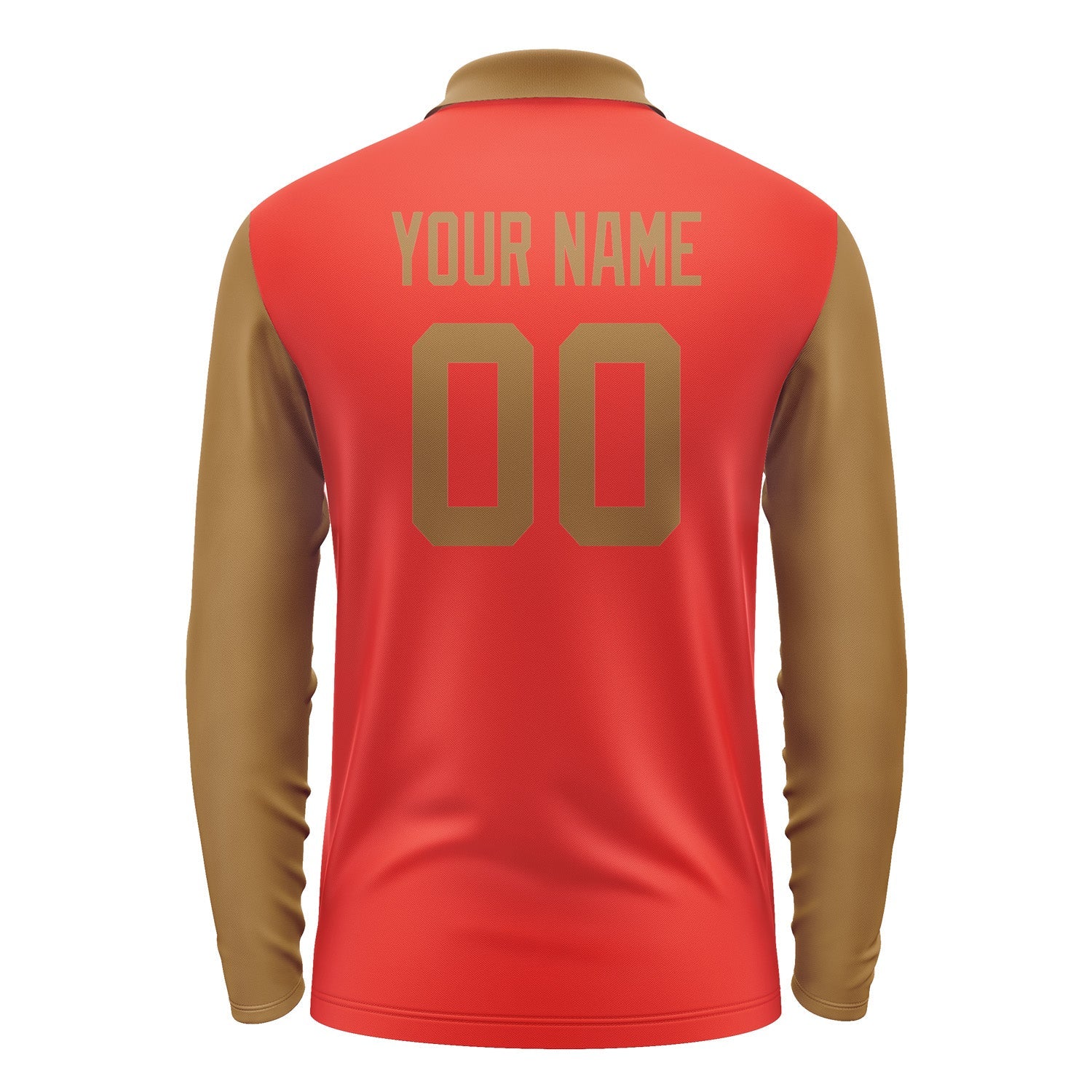 Custom Orange Red Khaki Long Sleeve Polo Shirt Pl122222B122