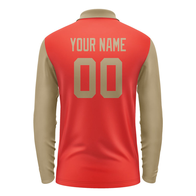 Custom Orange Red Light Khaki Long Sleeve Polo Shirt Pl122525B125