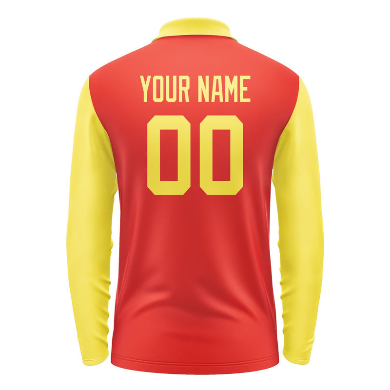 Custom Orange Red Light Yellow Long Sleeve Polo Shirt Pl122626B126