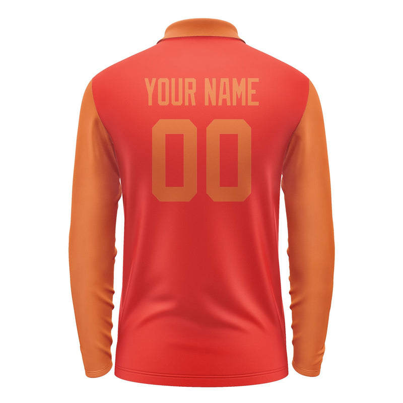 Custom Orange Red Orange Long Sleeve Polo Shirt Pl122828B128