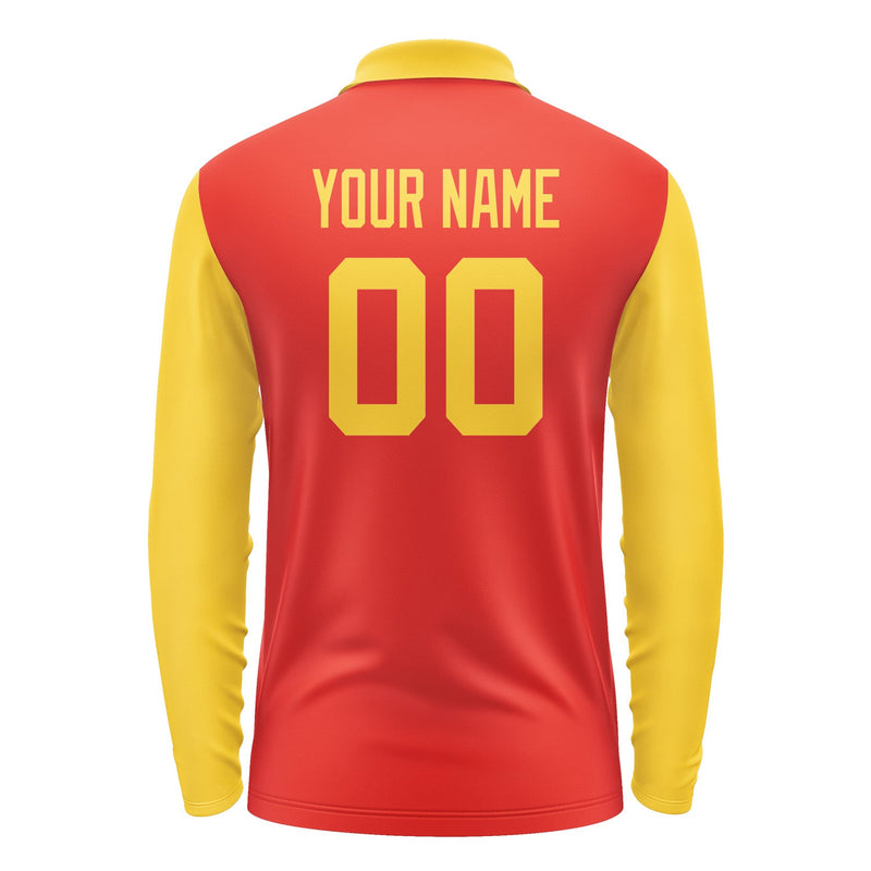 Custom Orange Red Gold Long Sleeve Polo Shirt Pl123030B130