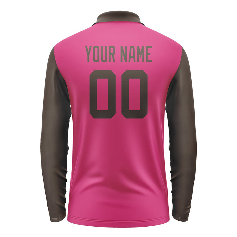 Custom Pink Brown Long Sleeve Polo Shirt Pl130101B101