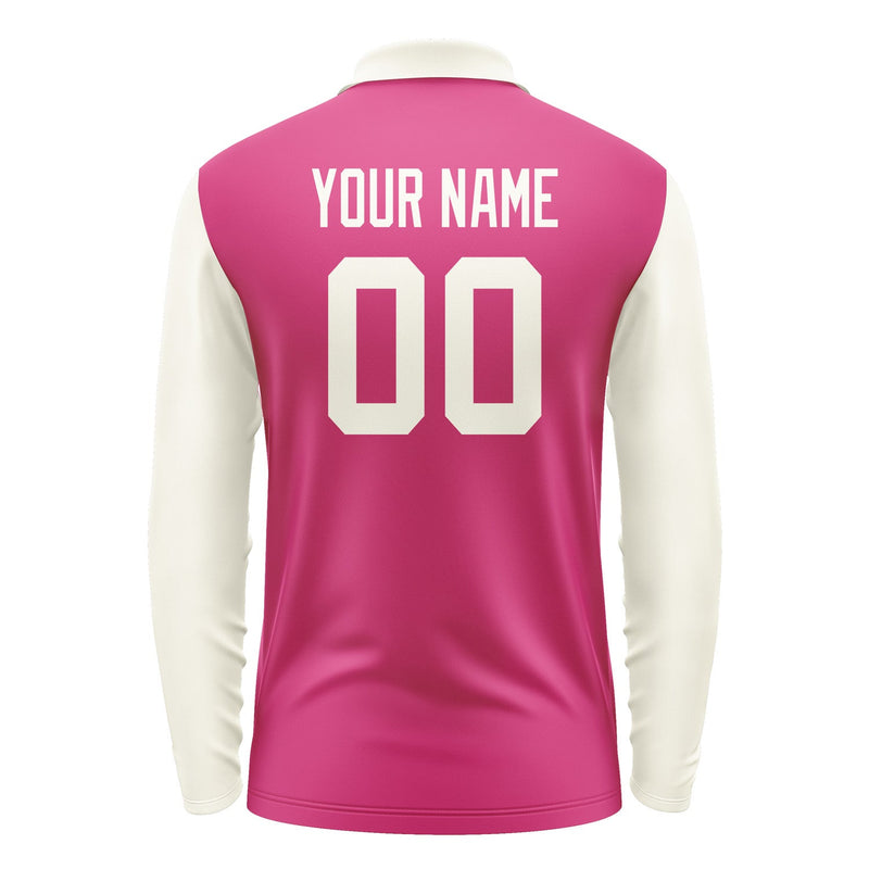 Custom Pink Cream Long Sleeve Polo Shirt Pl130303B103