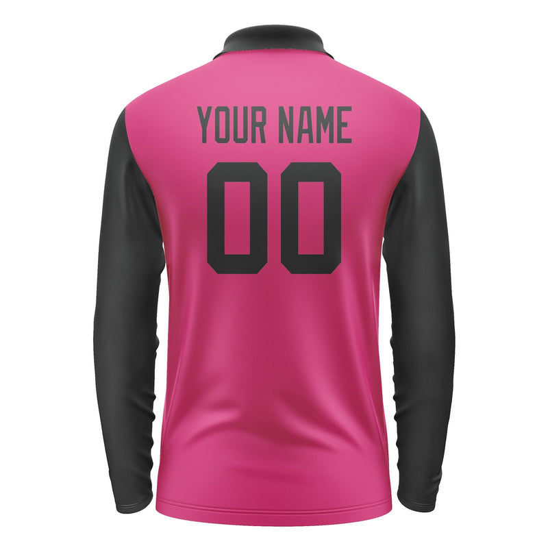 Custom Pink Black Long Sleeve Polo Shirt Pl131717B117