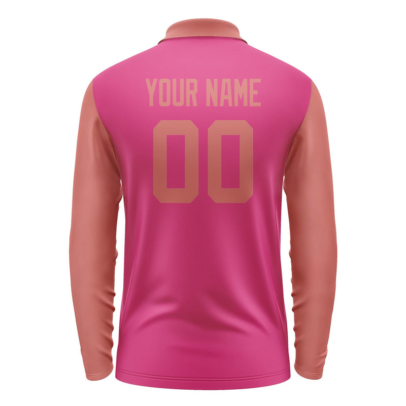 Custom Pink Copper Rose Long Sleeve Polo Shirt Pl132929B129