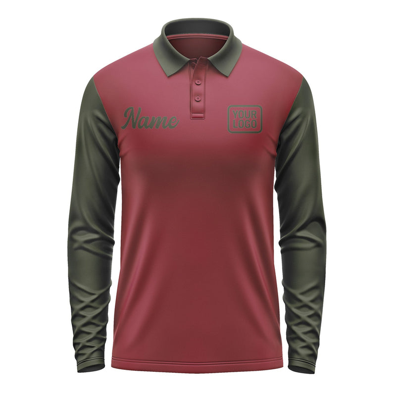 Custom Crimson Red Olive Long Sleeve Polo Shirt Pl150202B102