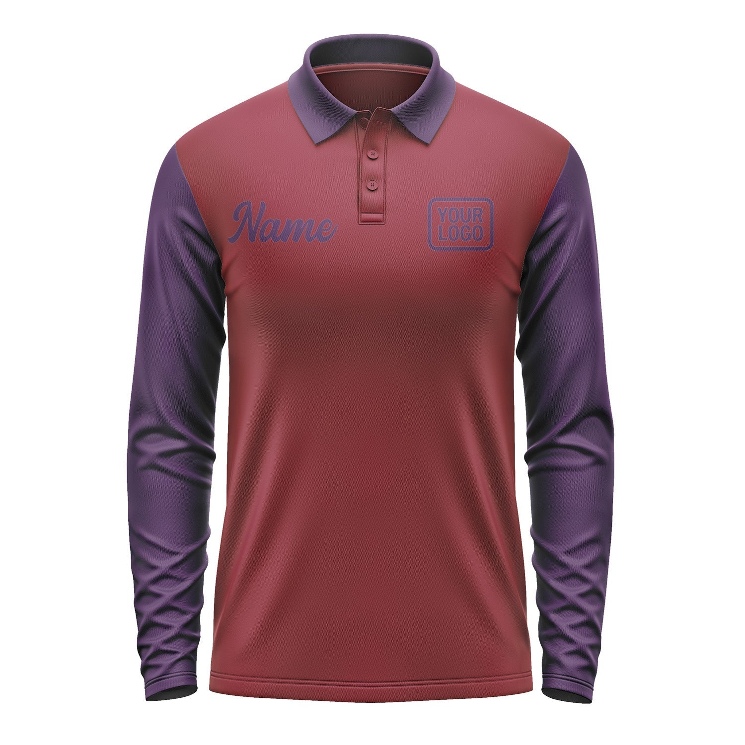 Custom Crimson Red Purple Long Sleeve Polo Shirt Pl150707B107