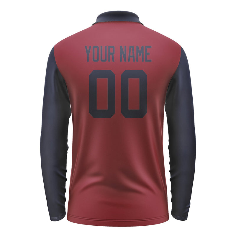 Custom Crimson Red Navy Long Sleeve Polo Shirt Pl151111B111