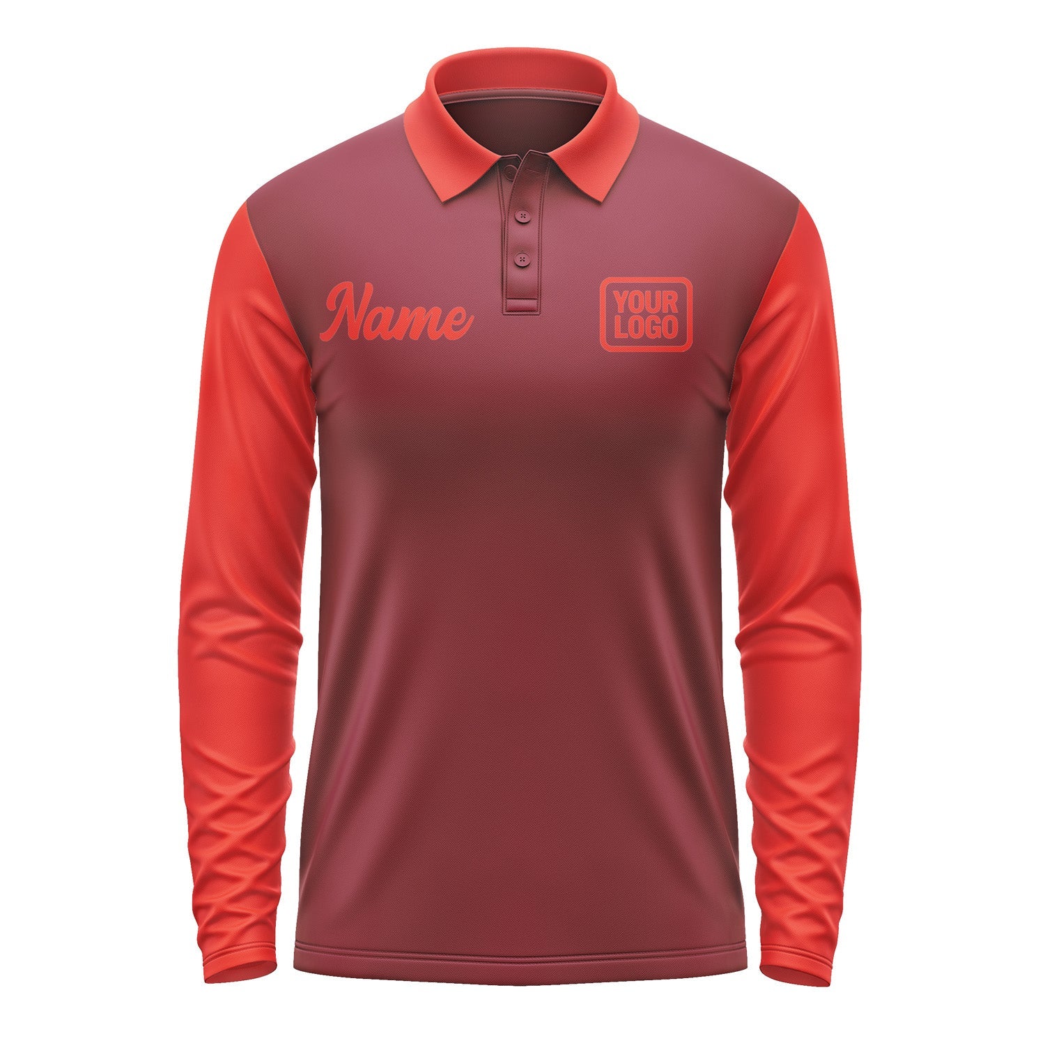 Custom Crimson Red Orange Red Long Sleeve Polo Shirt Pl151212B112