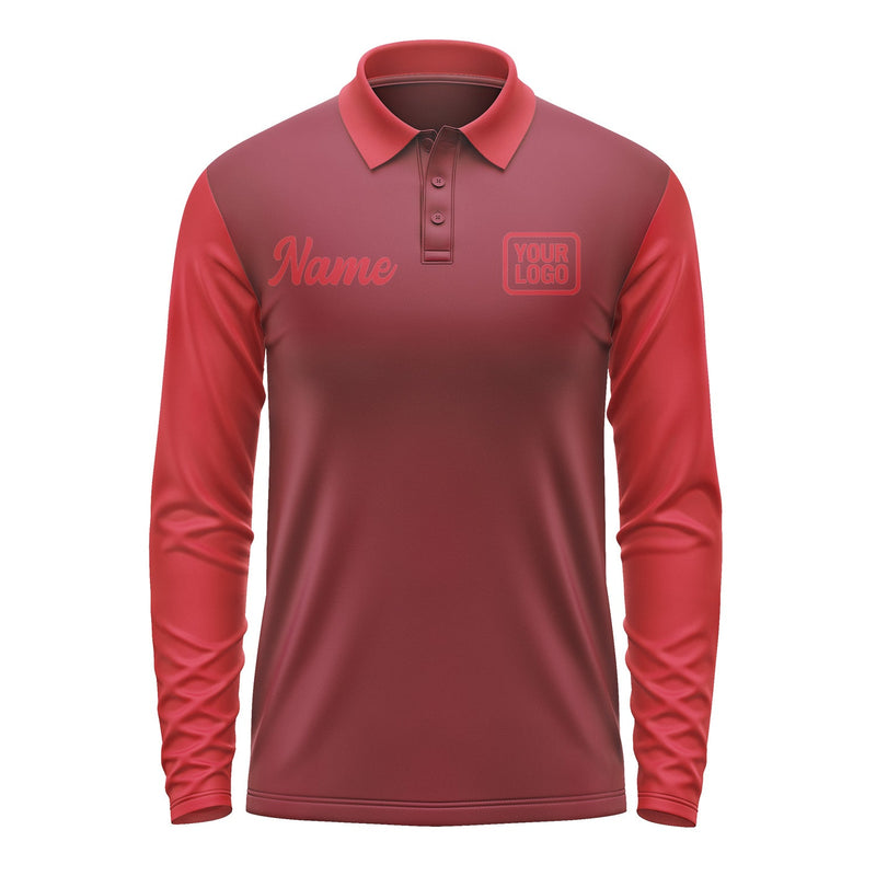 Custom Crimson Red Red Long Sleeve Polo Shirt Pl151414B114