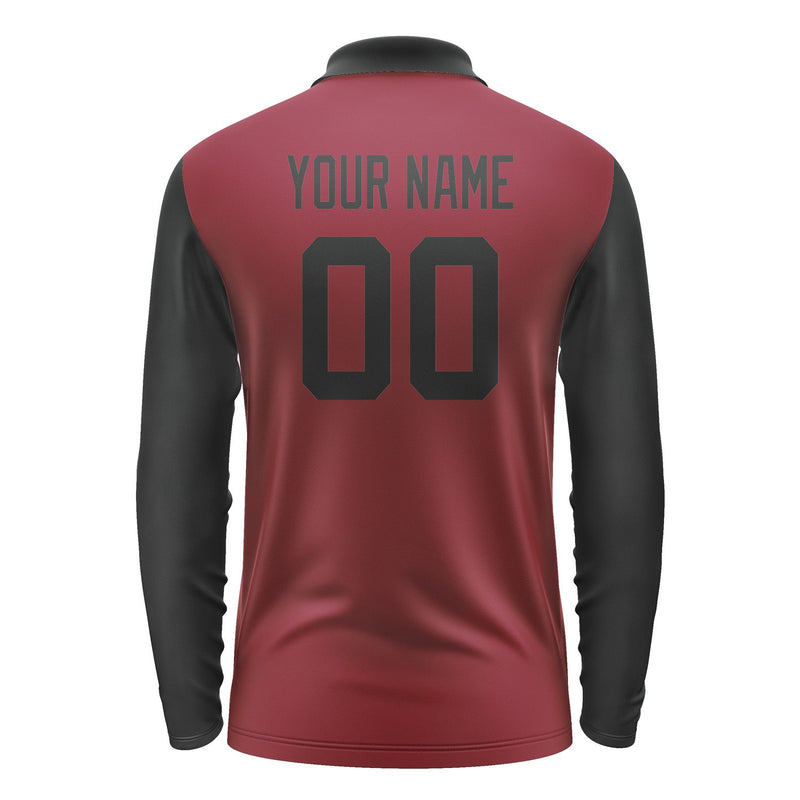 Custom Crimson Red Black Long Sleeve Polo Shirt Pl151717B117