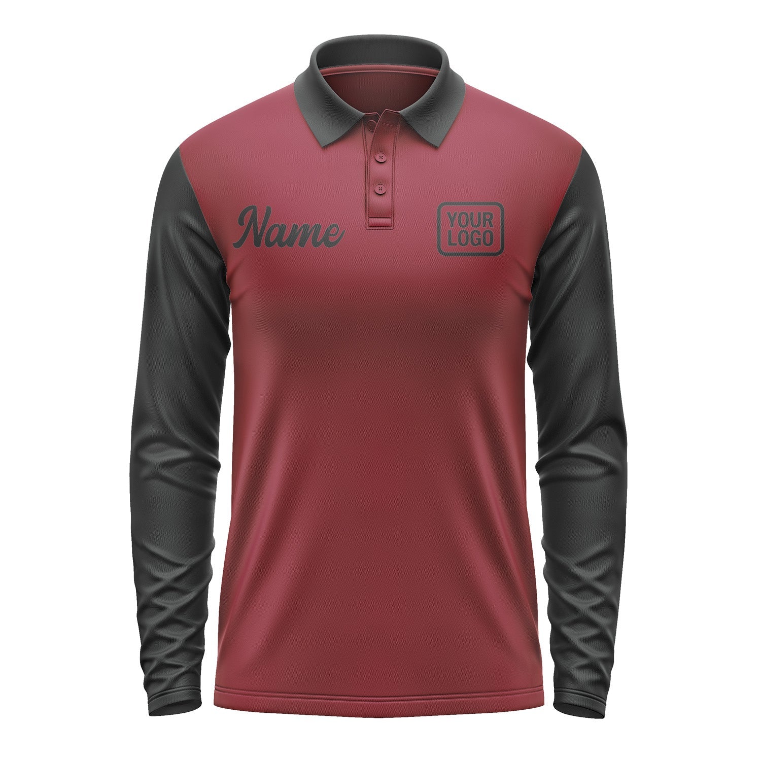 Custom Crimson Red Black Long Sleeve Polo Shirt Pl151717B117