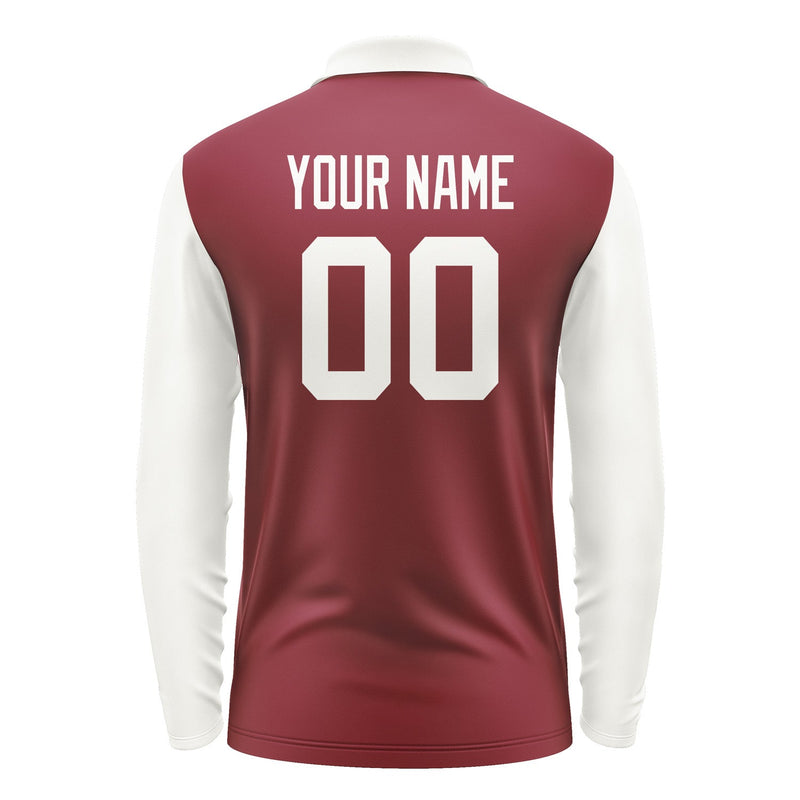 Custom Crimson Red White Long Sleeve Polo Shirt Pl151818B118
