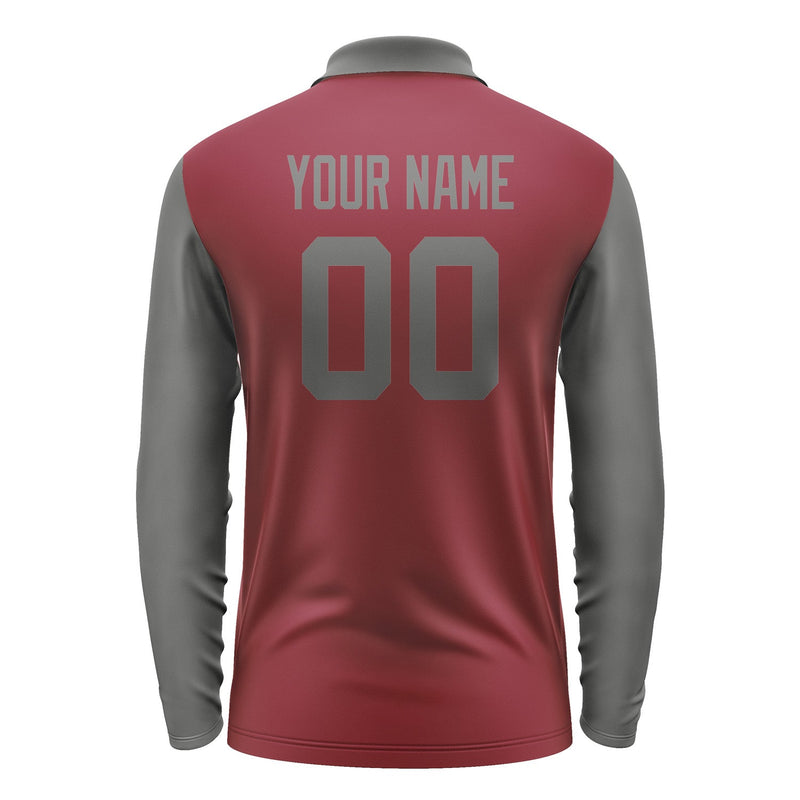 Custom Crimson Red Dark Grey Long Sleeve Polo Shirt Pl152020B120
