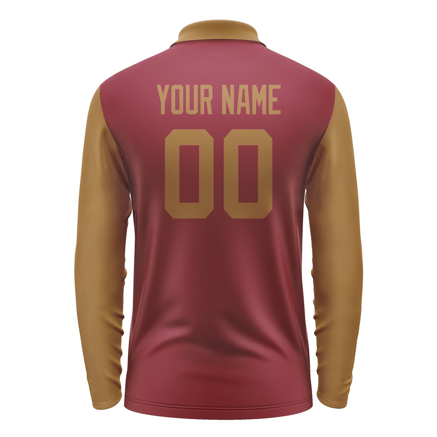 Custom Crimson Red Khaki Long Sleeve Polo Shirt Pl152222B122