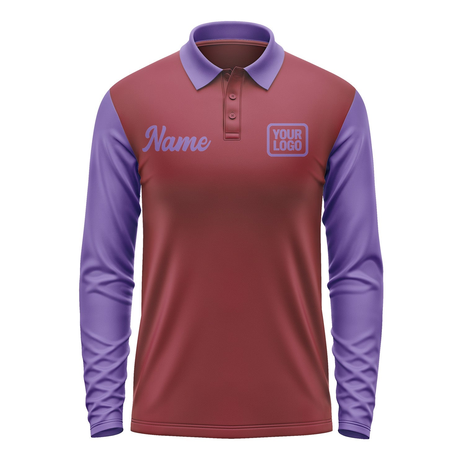 Custom Crimson Red Light Purple Long Sleeve Polo Shirt Pl152323B123