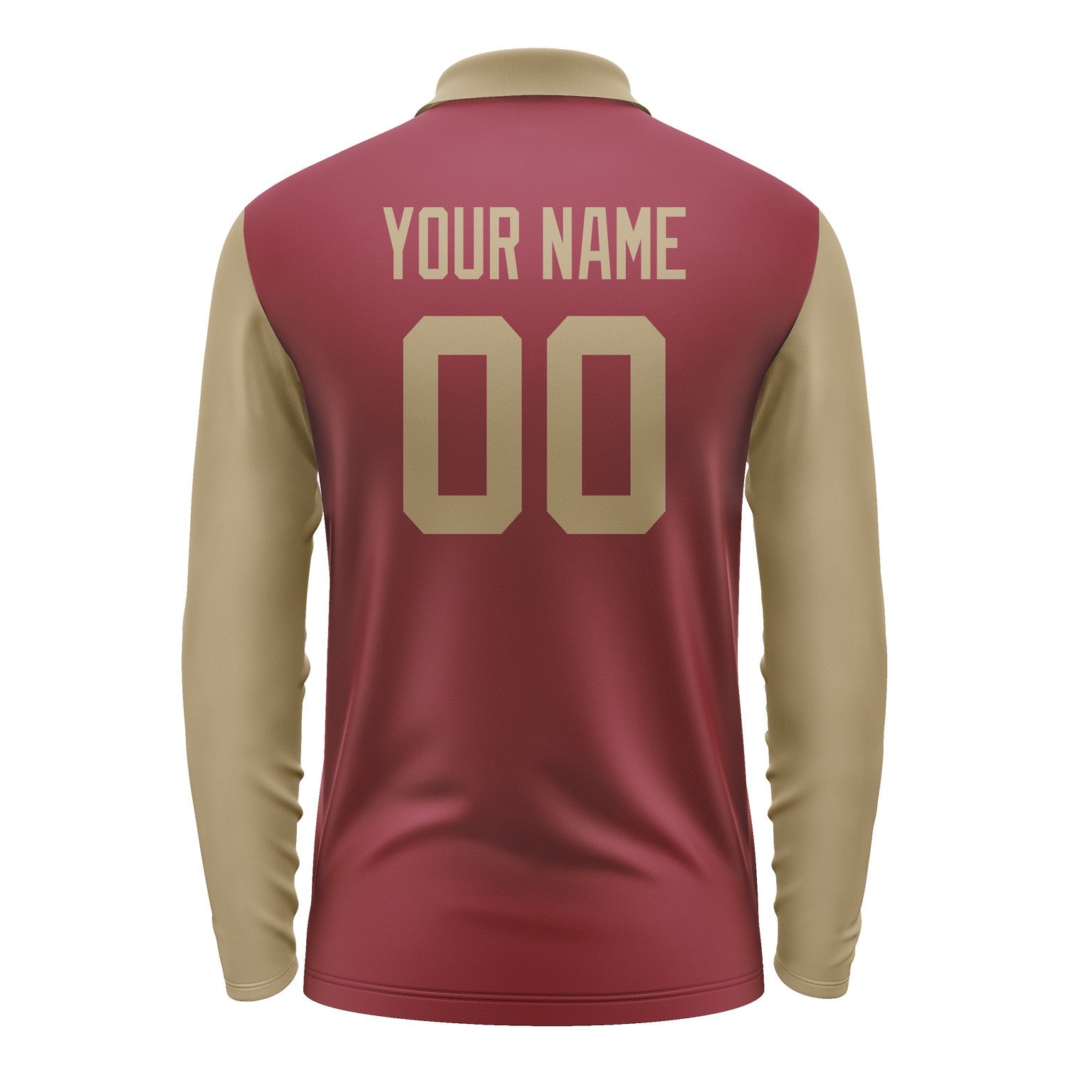 Custom Crimson Red Light Khaki Long Sleeve Polo Shirt Pl152525B125