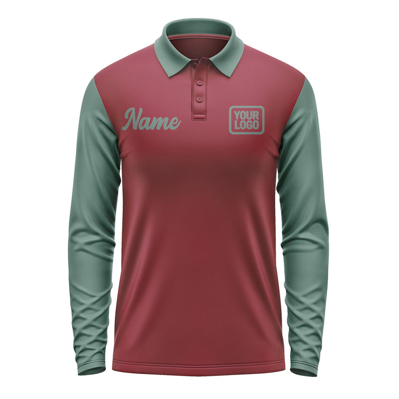 Custom Crimson Red Blue Green Long Sleeve Polo Shirt Pl152727B127