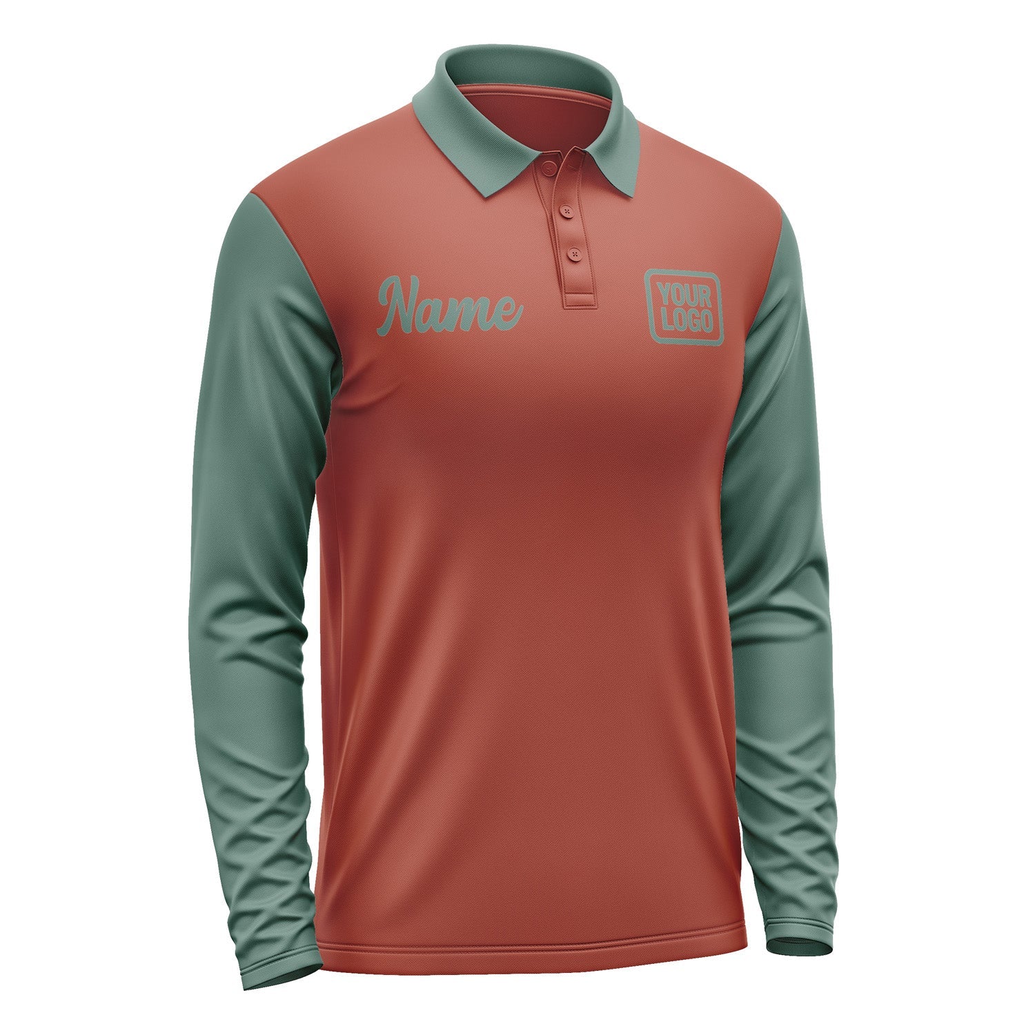 Custom Coral Red Blue Green Long Sleeve Polo Shirt Pl162727B127