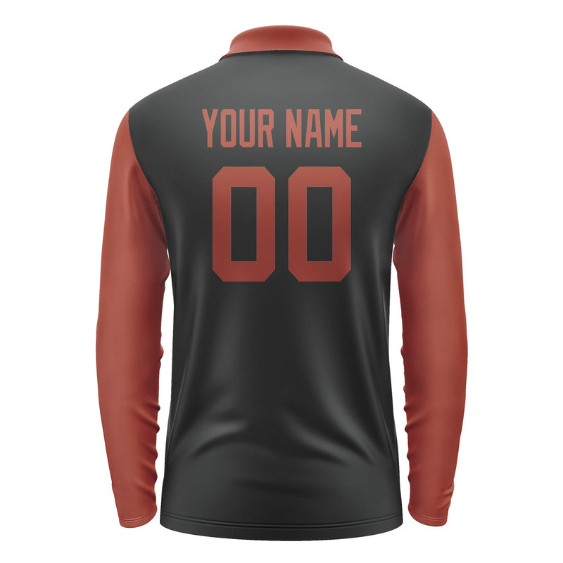 Custom Black Coral Red Long Sleeve Polo Shirt Pl171616B116