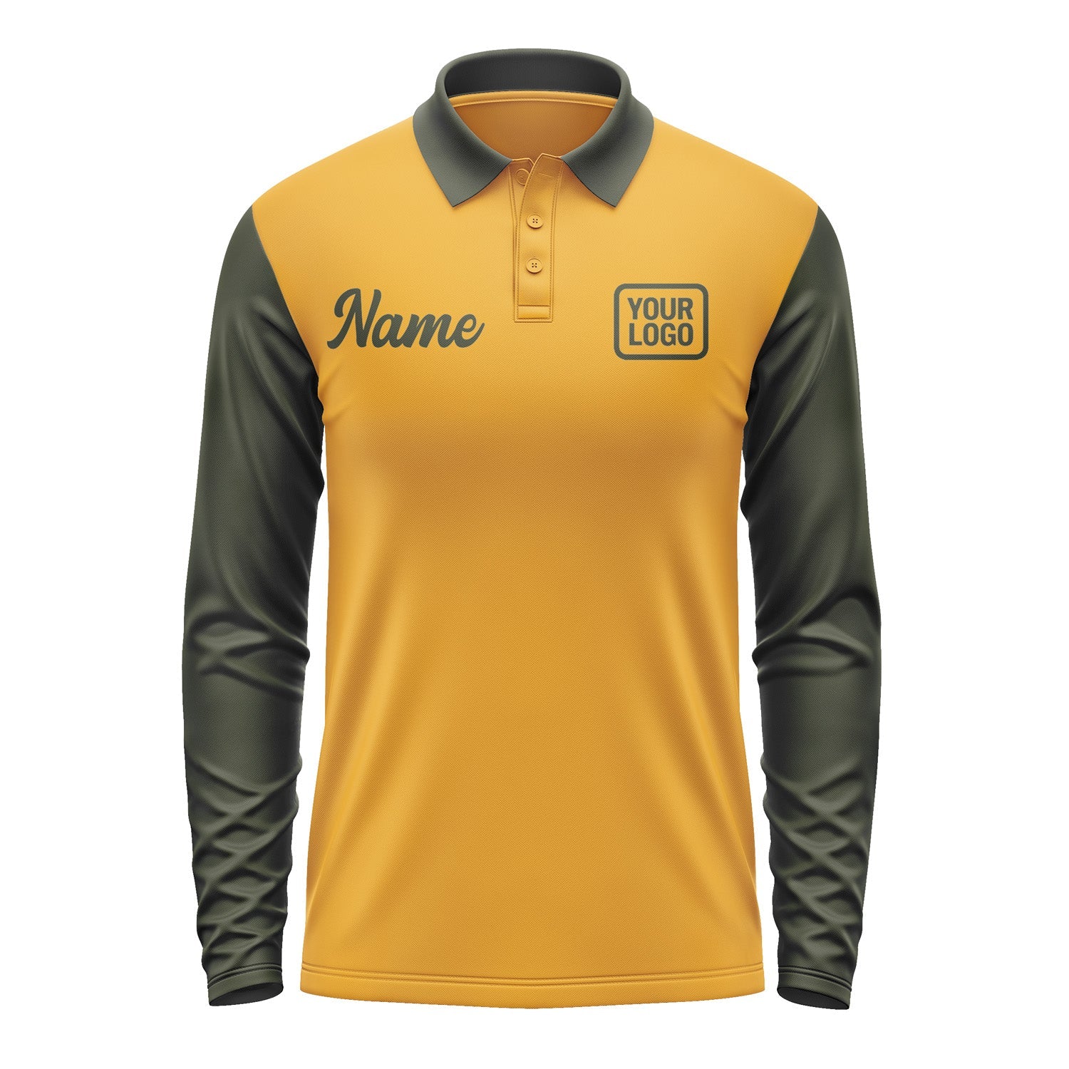 Custom Yellow Olive Long Sleeve Polo Shirt Pl190202B102