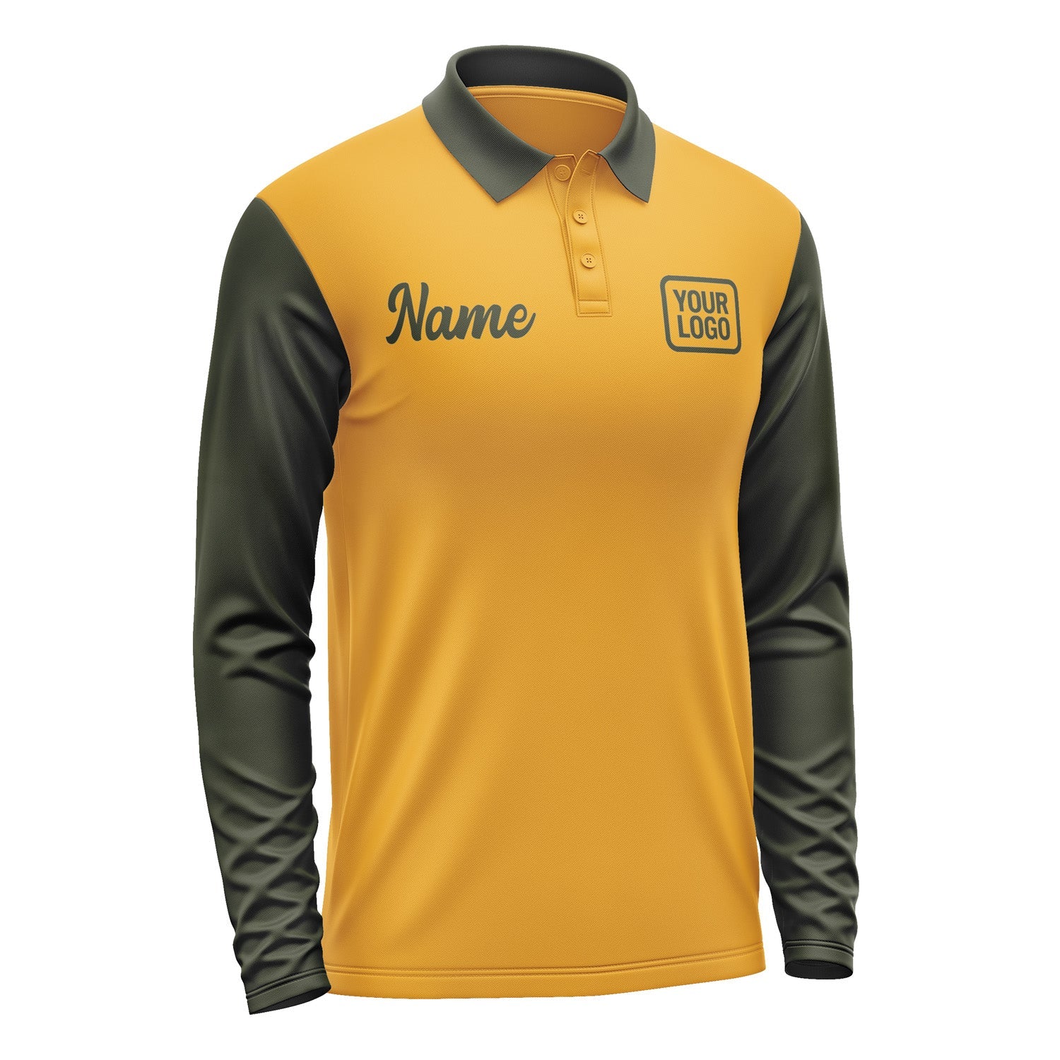 Custom Yellow Olive Long Sleeve Polo Shirt Pl190202B102