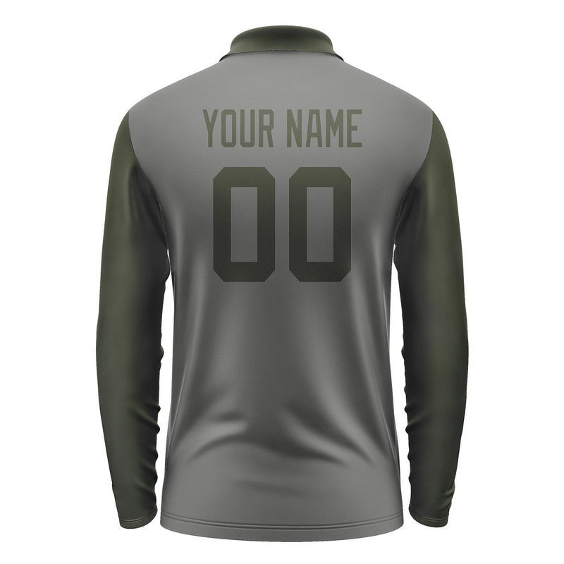 Custom Dark Grey Olive Long Sleeve Polo Shirt Pl200202B102