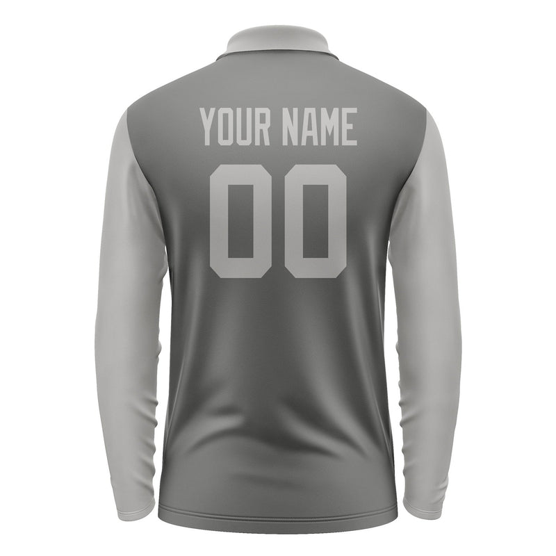 Custom Dark Grey Gray Long Sleeve Polo Shirt Pl200404B104