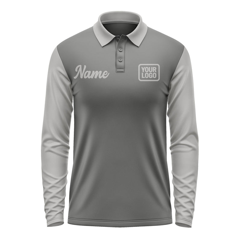 Custom Dark Grey Gray Long Sleeve Polo Shirt Pl200404B104