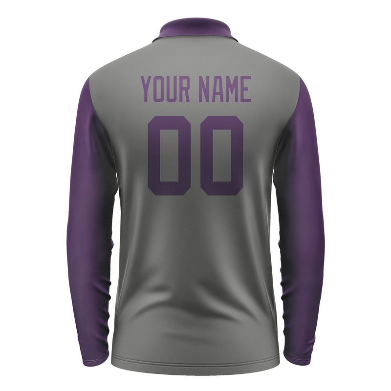 Custom Dark Grey Purple Long Sleeve Polo Shirt Pl200707B107