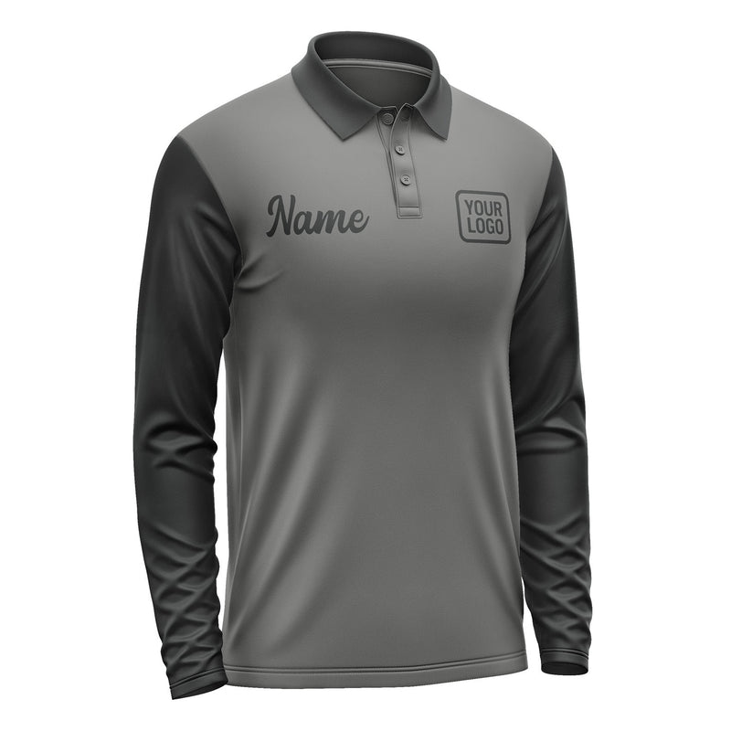 Custom Dark Grey Black Long Sleeve Polo Shirt Pl201717B117