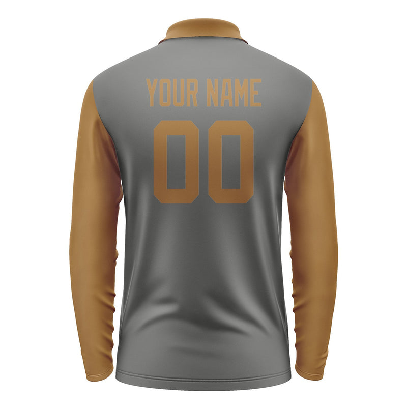 Custom Dark Grey Khaki Long Sleeve Polo Shirt Pl202222B122