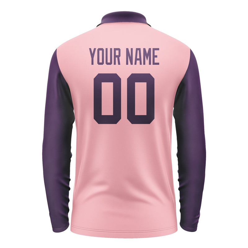 Custom Light Pink Purple Long Sleeve Polo Shirt Pl210707B107